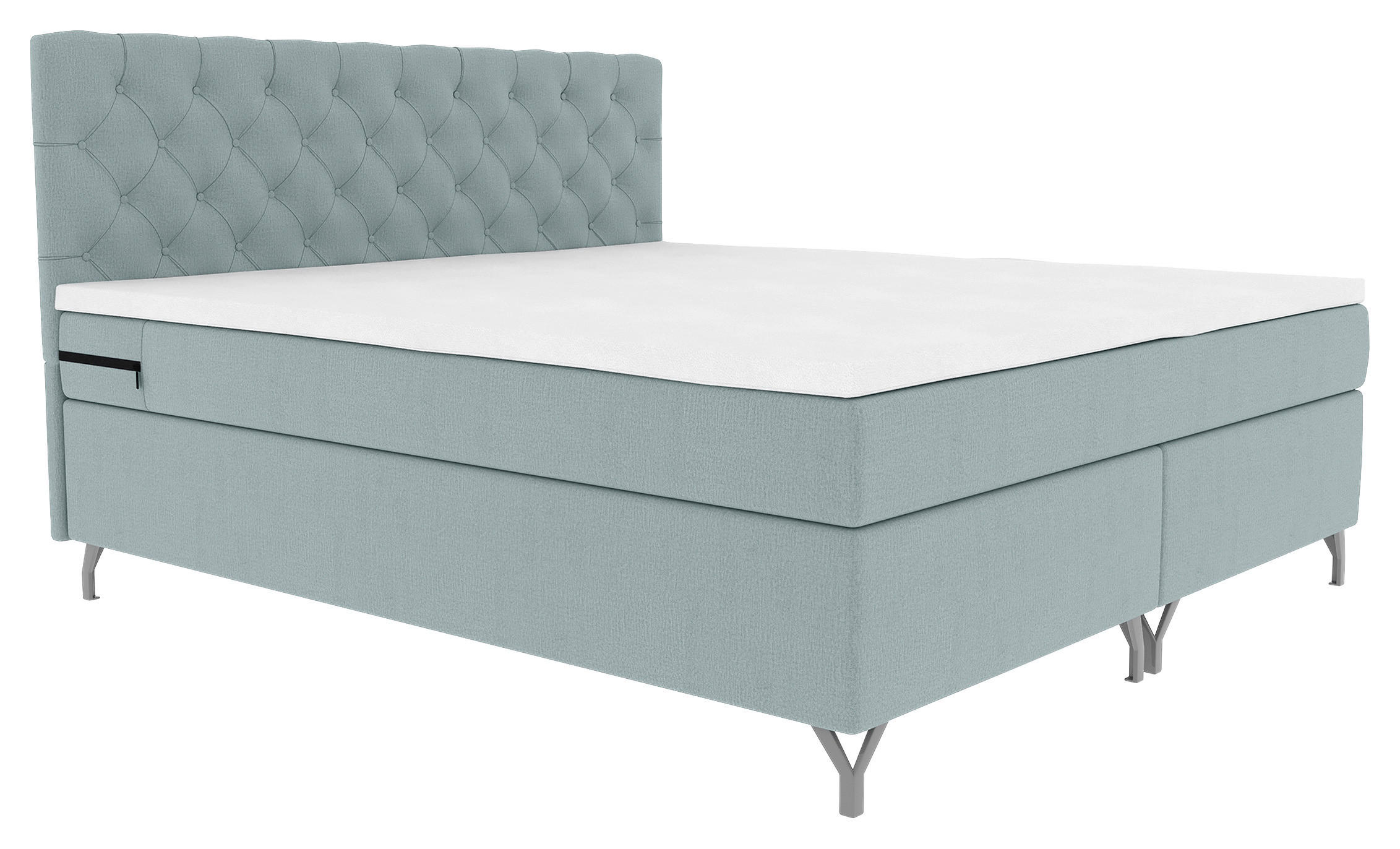 BOXSPRINGBETT 180/200 cm  in Hellgrau  - Chromfarben/Hellgrau, KONVENTIONELL, Textil/Metall (180/200cm) - Boxxx