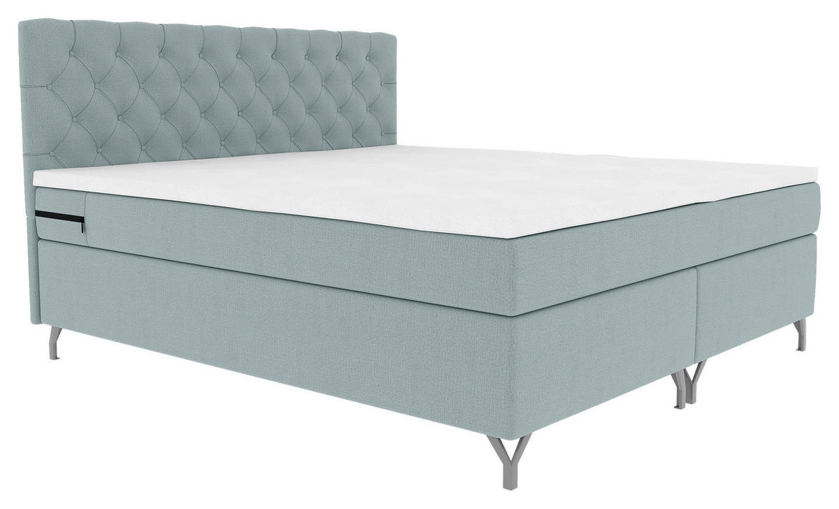 BOXSPRINGBETT 160/200 cm  in Hellgrau  - Chromfarben/Hellgrau, KONVENTIONELL, Textil/Metall (160/200cm) - Boxxx