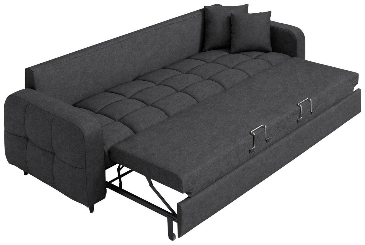 SCHLAFSOFA Webstoff Anthrazit Stoffauswahl, Bettfunktion erhältlich, Rücken echt, Armteil links, Armteil rechts  - Anthrazit/Schwarz, Design, Holz/Textil (236/88/101cm) - Lomoco