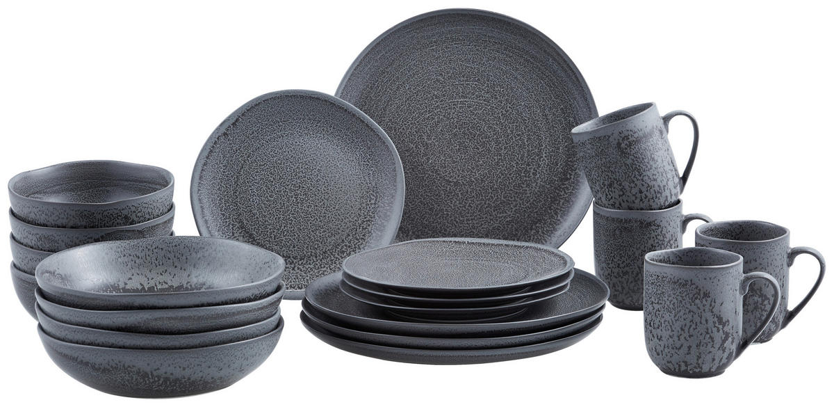 KOMBINOVANI SERVIS  SLATE   20 delova     - boja škriljca, Trendi, keramika - Novel