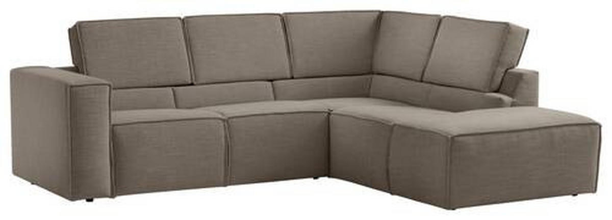 ECKSOFA in Struktur Grau, Taupe  - Taupe/Schwarz, Modern, Kunststoff/Textil (275/220cm) - Trendmanufaktur