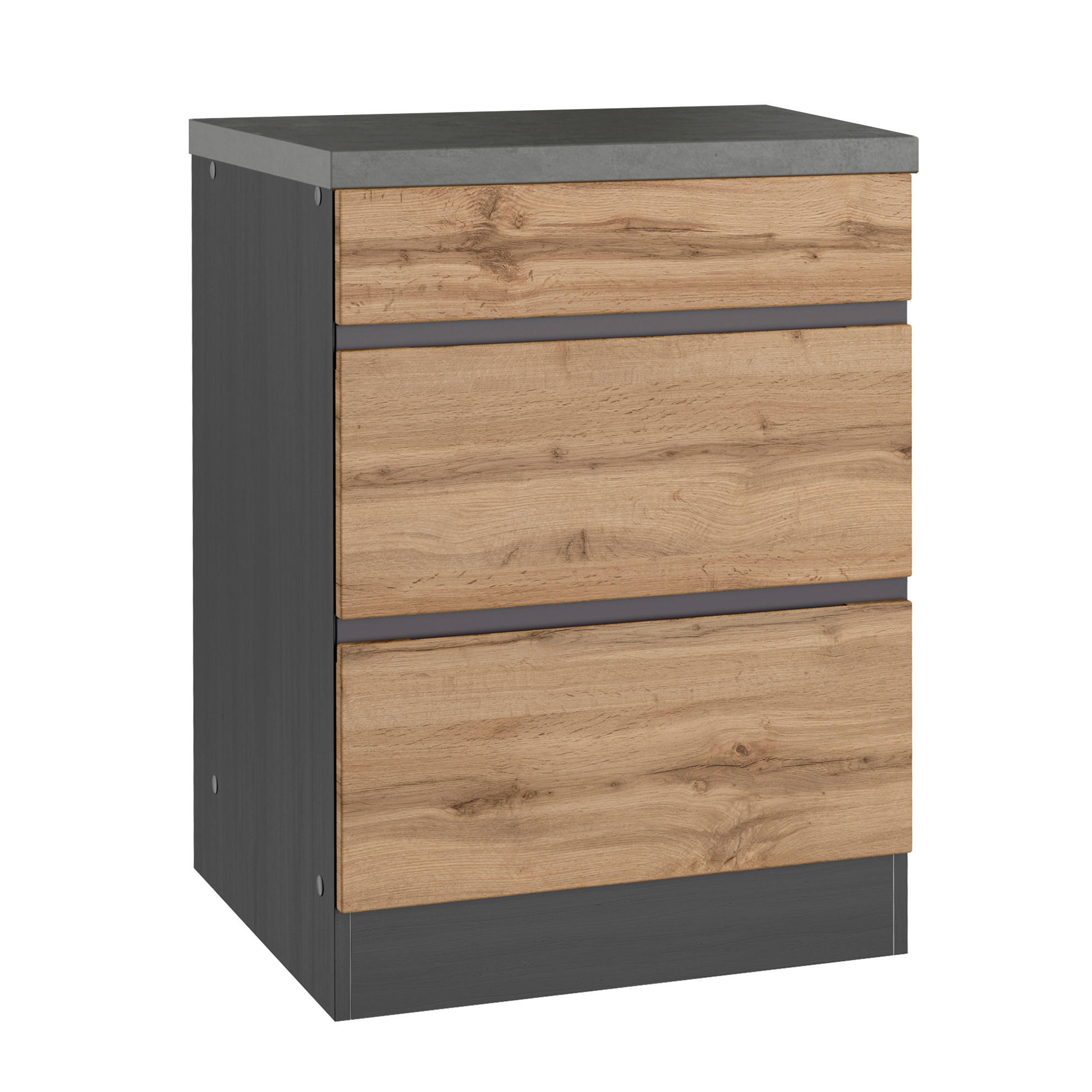 KOCHFELDUMBAUSCHRANK 60/86/60 cm in Graphitfarben, Eiche Wotan - Eiche Wotan/Graphitfarben, Design, Holzwerkstoff (60/86/60cm) - Held
