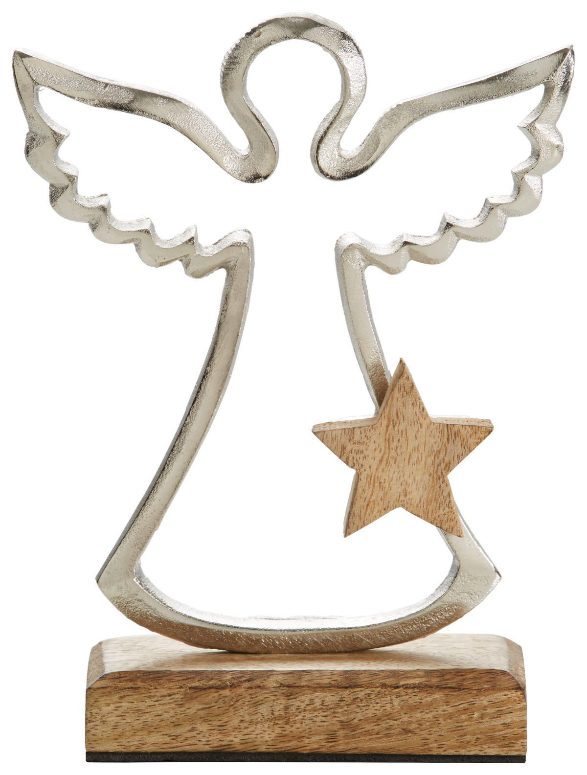 DEKOENGEL  - Silberfarben/Braun, LIFESTYLE, Holz/Metall (15/21/5cm) - X-Mas