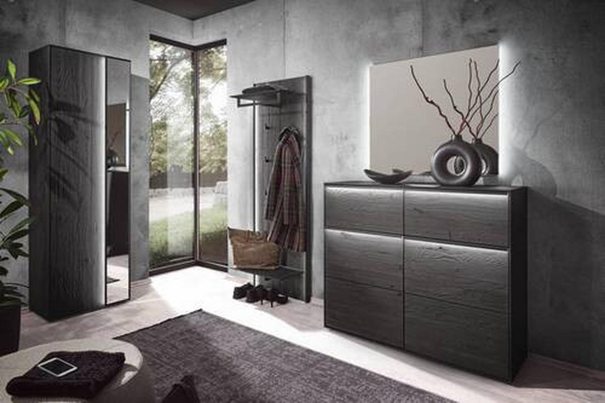 GARDEROBE 4-teilig  in 235/196/39 cm  - Anthrazit, Design, Glas/Holz (235/196/39cm) - Johann Jakob