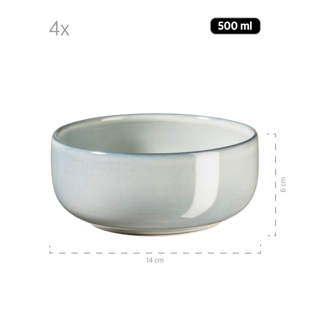 FRÜHSTÜCKSSERVICE 12-teilig  - Grün, Basics, Keramik - Mäser