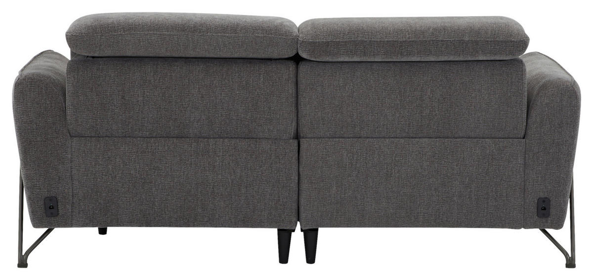 3-SITZER-SOFA in Flachgewebe Dunkelgrau  - Dunkelgrau/Schwarz, Lifestyle, Textil/Metall (198/83/107/111cm) - Livetastic