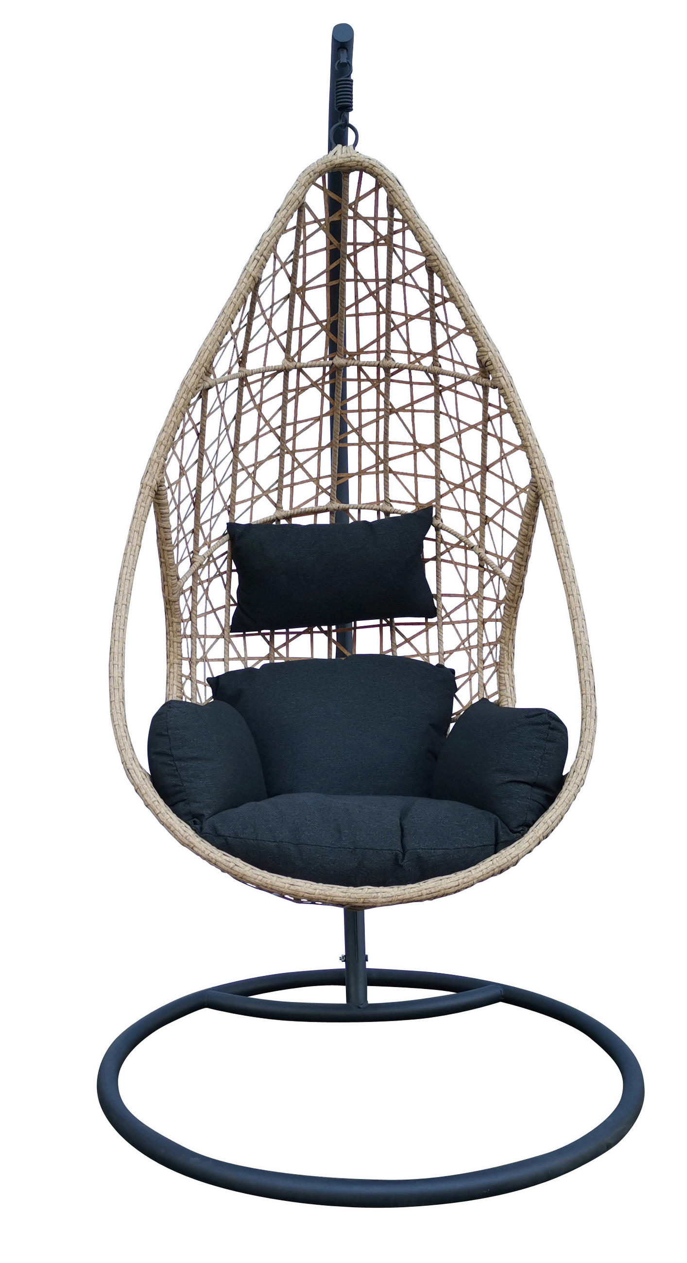 Fotoliu Suspendat 122/200/104 cm  - antracit/culoare natur, Design, plastic/metal (122/200/104cm) - Ambia Garden