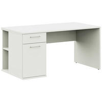 JUGENDSCHREIBTISCH 150/70/72 cm  in Weiss  - Weiss/Edelstahlfarben, Design, Holzwerkstoff/Metall (150/70/72cm) - Cantus
