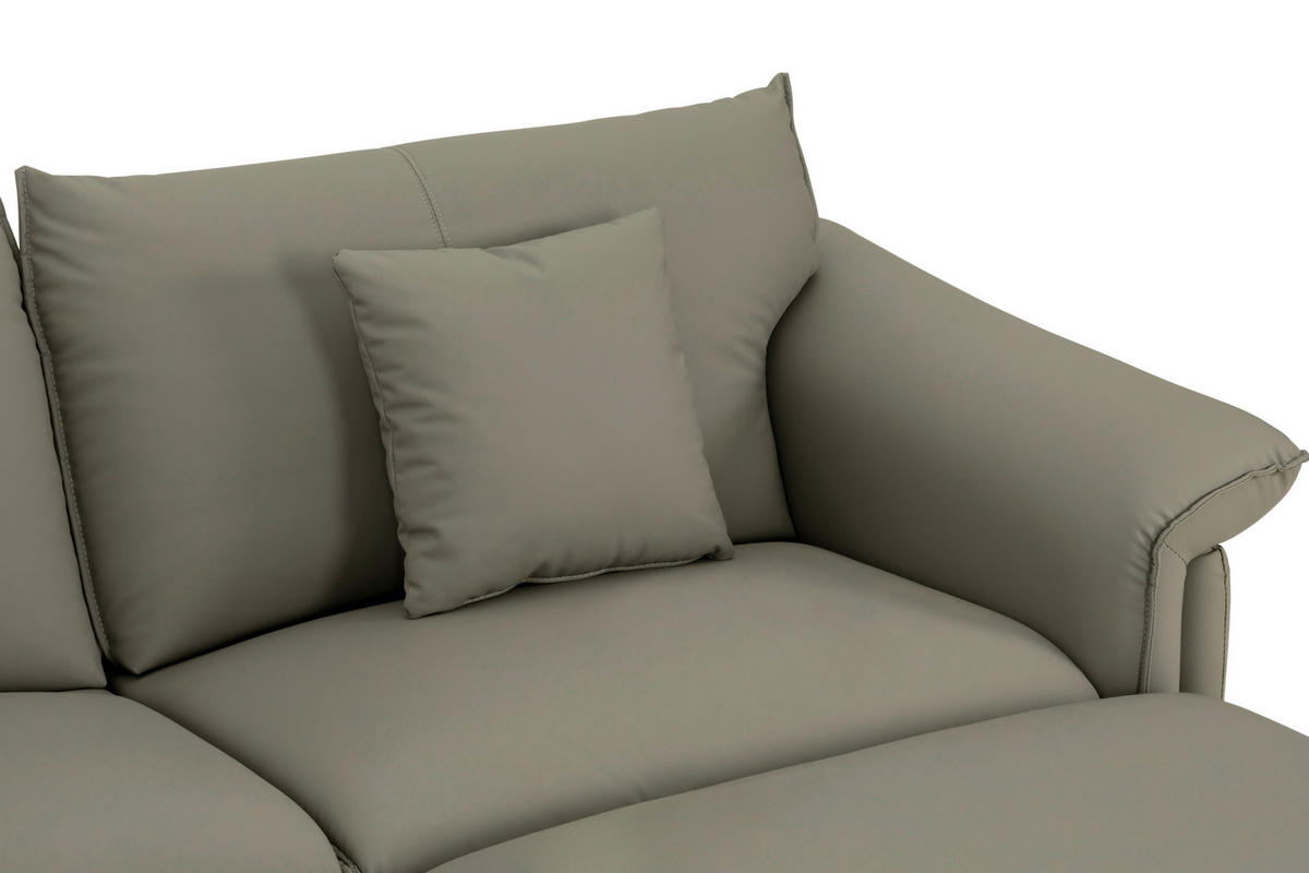 3-SITZER-SOFA inkl. Hocker Lederlook Taupe  - Taupe/Schwarz, Design, Textil/Metall (289/84/92cm) - MID.YOU