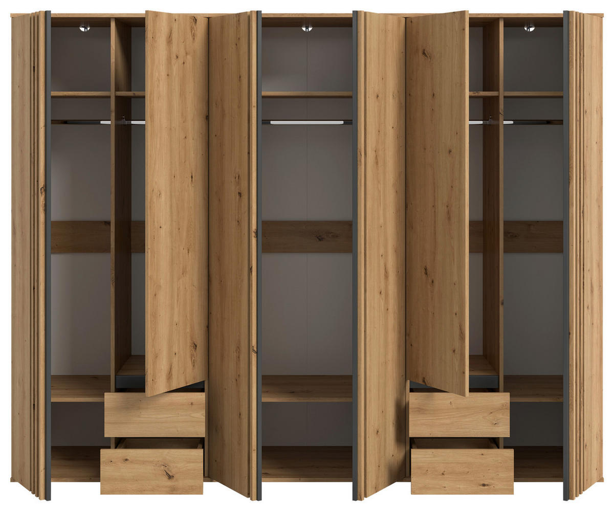 DREHTÜRENSCHRANK  in Anthrazit, Eiche Artisan  - Anthrazit/Eiche Artisan, ROMANTIK / LANDHAUS, Holzwerkstoff (240/192/56cm) - Livetastic
