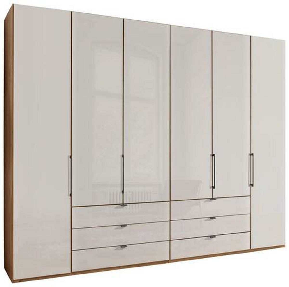 FALTTÜRENSCHRANK in Champagner, Eiche Bianco  - Schieferfarben/Eiche Bianco, Konventionell, Glas/Holzwerkstoff (300/216/58cm) - Dieter Knoll