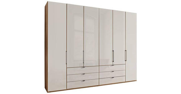 FALTTÜRENSCHRANK 300/216/58 cm 6-türig  - Schieferfarben/Eiche Bianco, KONVENTIONELL, Glas/Holzwerkstoff (300/216/58cm) - Dieter Knoll