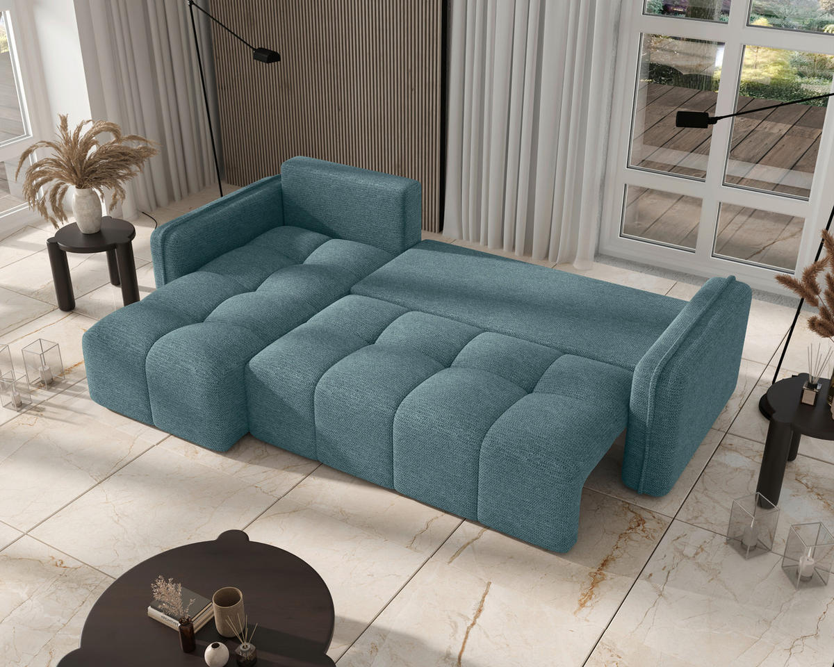 ECKSOFA  in Flachgewebe Mintgrün  - Schwarz/Mintgrün, MODERN, Kunststoff/Textil (142/240cm) - Carryhome