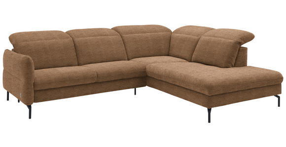 ECKSOFA in Flachgewebe Braun 299-313/233 cm - Schwarz/Braun, Design, Textil/Metall (299-313/233cm) - Dieter Knoll