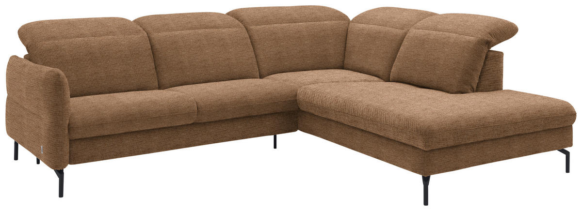 ECKSOFA in Flachgewebe Braun  - Schwarz/Braun, Design, Textil/Metall (299-313/233cm) - Dieter Knoll