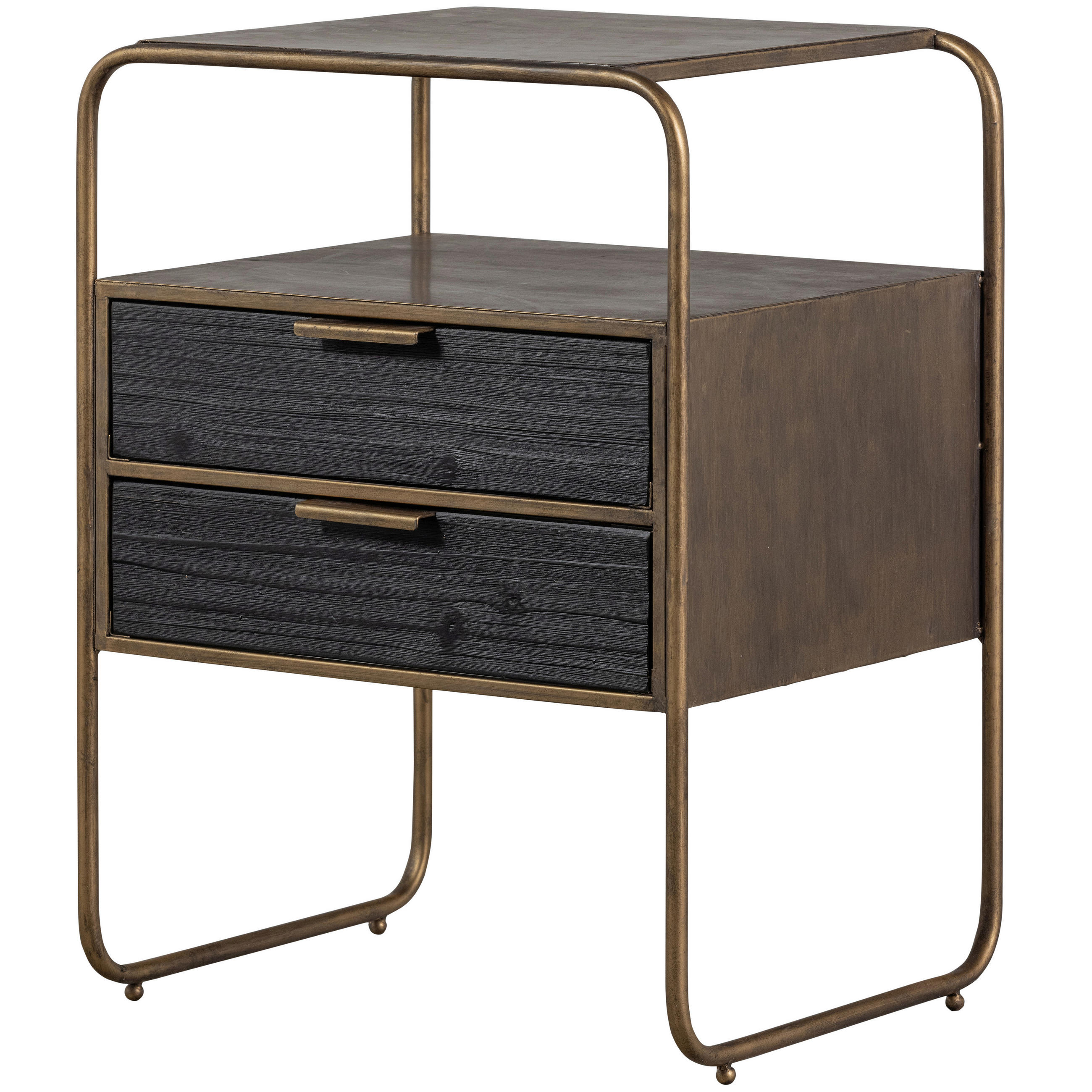 NACHTTISCH  - Messingfarben/Schwarz, Design, Holz/Metall (45/38/62cm) - Livetastic