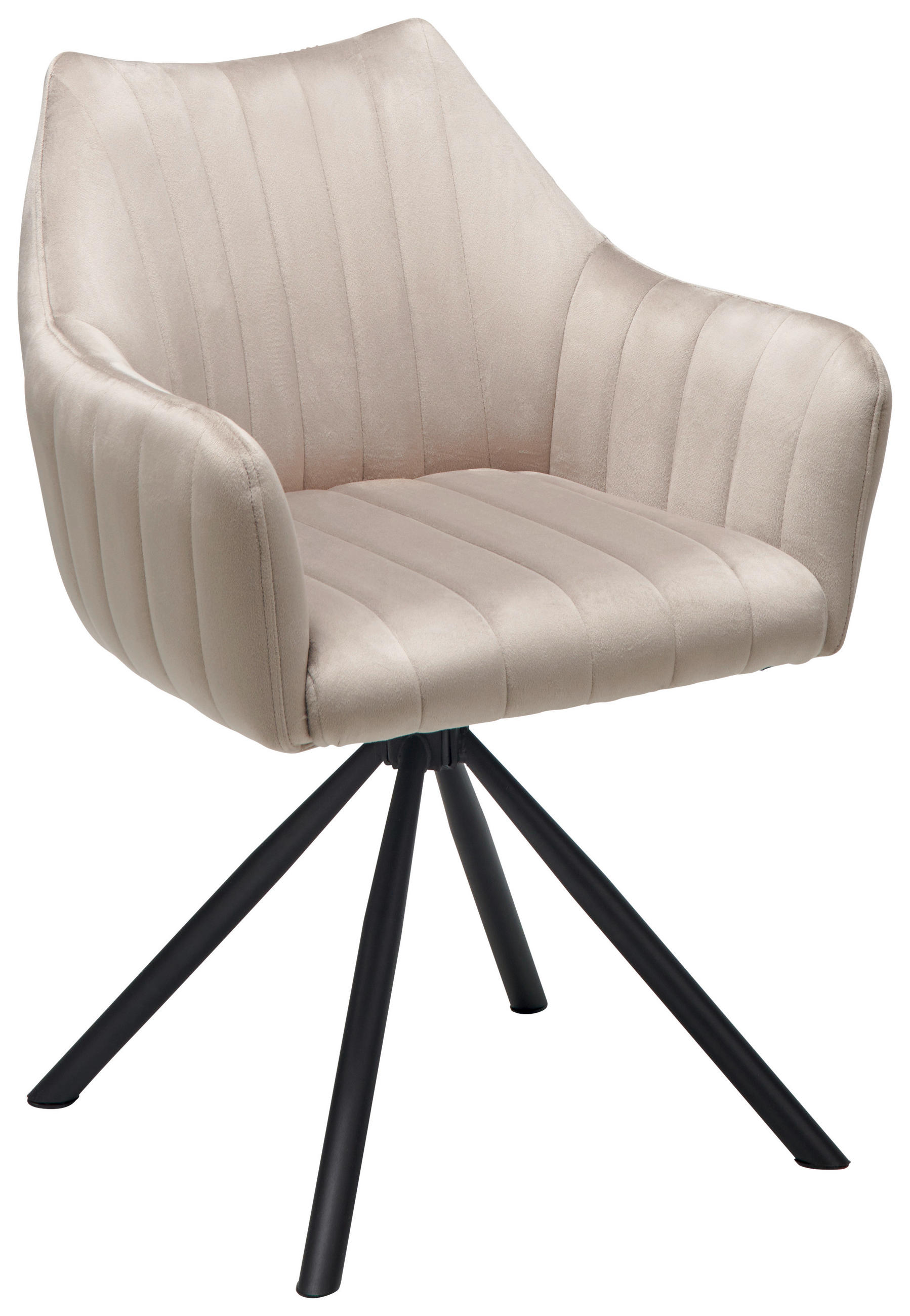 ARMLEHNSTUHL  in Eisen Samt  - Beige/Schwarz, LIFESTYLE, Textil/Metall (60/83/59cm) - MID.YOU