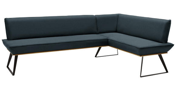 ECKBANK 203/183 cm  in Schwarz, Eichefarben, Petrol  - Eichefarben/Petrol, Design, Holz/Textil (203/183cm) - Voleo