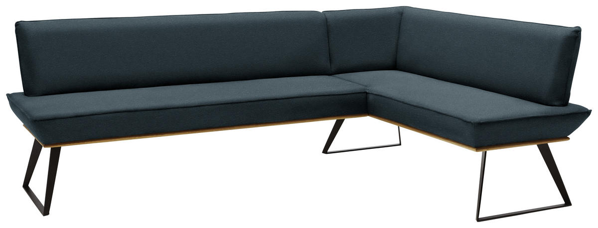 ECKBANK in Holz, Metall, Textil Schwarz, Eichefarben, Petrol  - Eichefarben/Petrol, Design, Holz/Textil (223/163cm) - Voleo