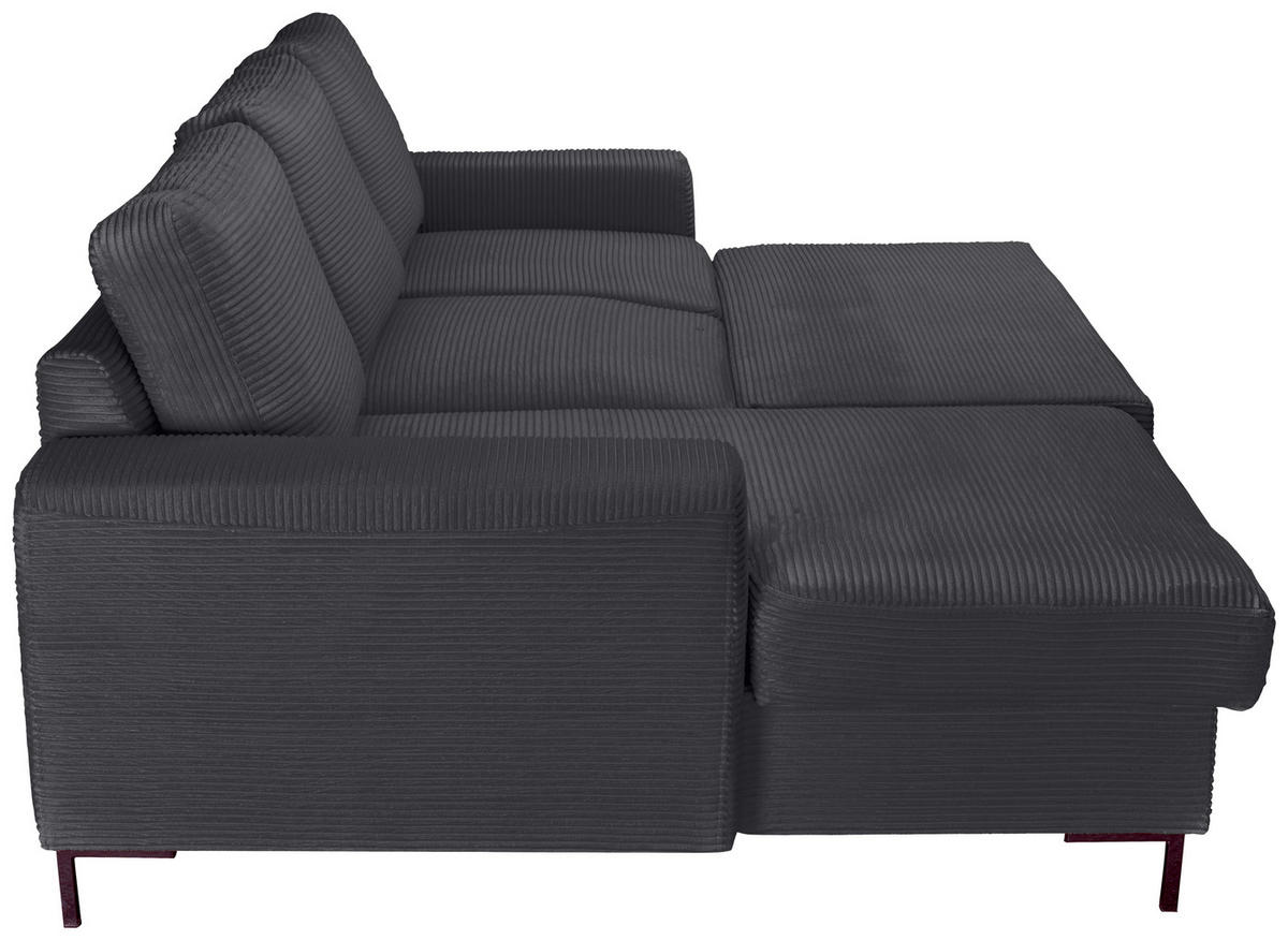 ECKSOFA Anthrazit Cord  - Anthrazit/Schwarz, KONVENTIONELL, Textil/Metall (150/240cm) - Carryhome