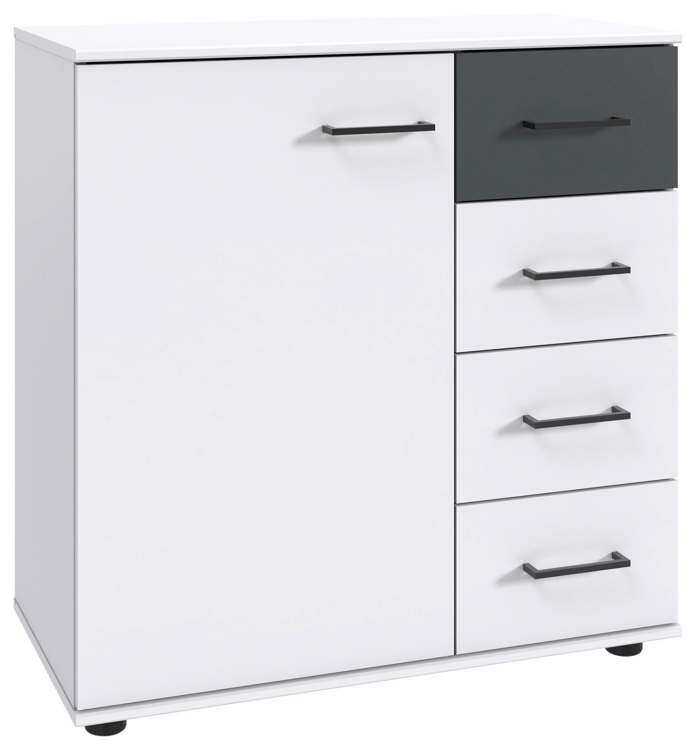 BYRÅ 81/83/41 cm  - vit/grafitfärgad, Klassisk, trämaterial/plast (81/83/41cm) - Carryhome