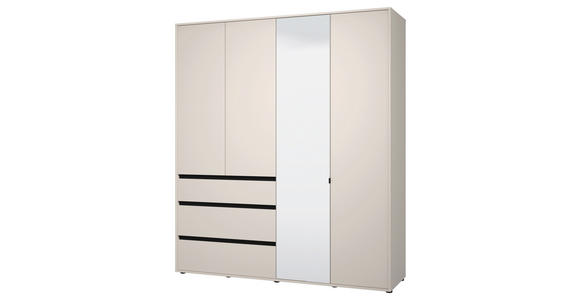 DREHTÜRENSCHRANK 3-türig Schwarz, Kaschmir  - Kaschmir/Schwarz, Basics, Glas/Holzwerkstoff (182,5/210,5/54,5cm) - Xora