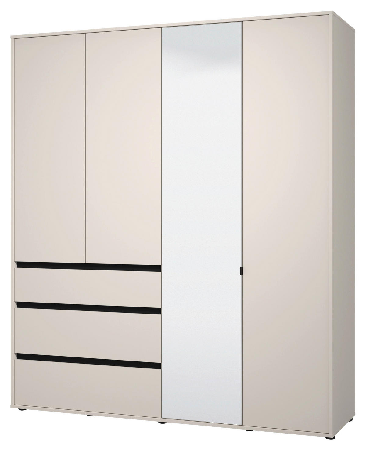 DREHTÜRENSCHRANK 3-türig Schwarz, Kaschmir  - Kaschmir/Schwarz, Basics, Glas/Holzwerkstoff (182,5/210,5/54,5cm) - Xora