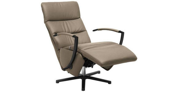 RELAXSESSEL in Leder Braun  - Schwarz/Braun, Design, Leder/Metall (64/112/80cm) - Cantus