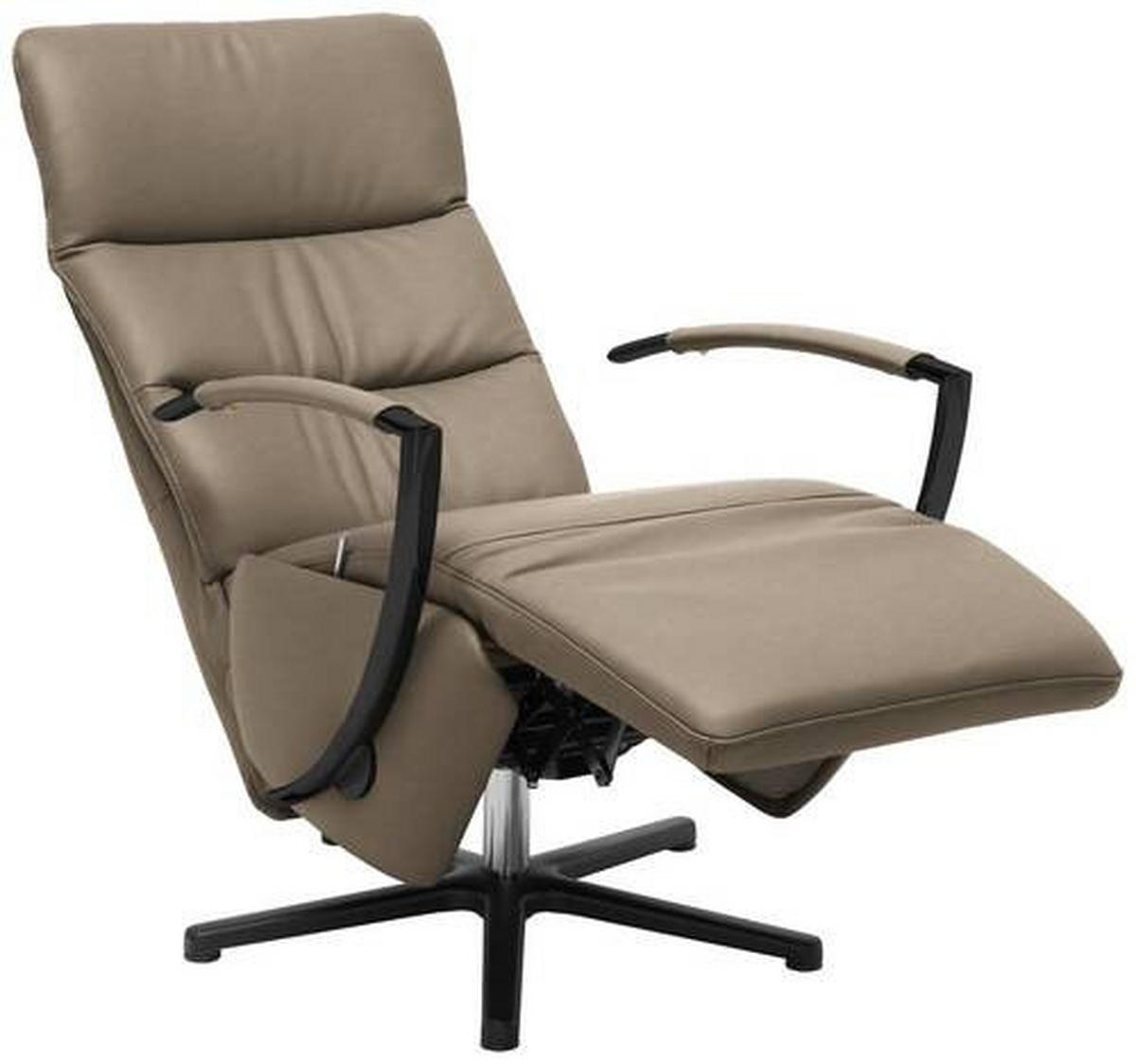 RELAXSESSEL in Leder Braun  - Schwarz/Braun, Design, Leder/Metall (64/112/80cm) - Cantus