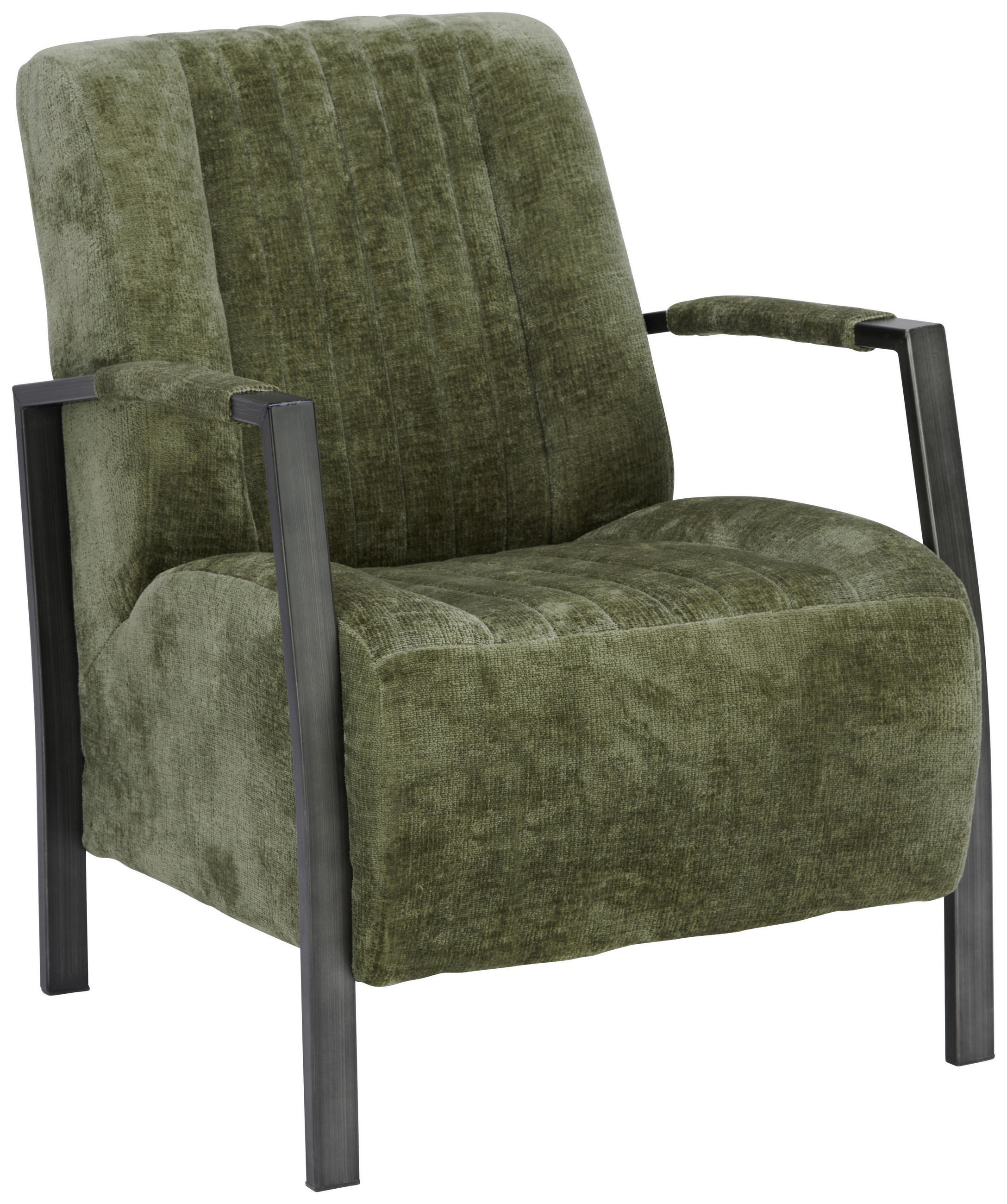 SESSEL Teddystoff Waldgrün    - Waldgrün/Schwarz, Design, Textil/Metall (65/83/80cm) - Ambia Home