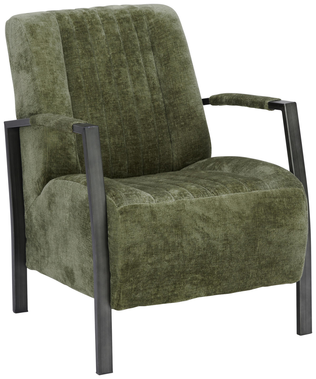 SESSEL Teddystoff Waldgrün    - Waldgrün/Schwarz, Design, Textil/Metall (65/83/80cm) - Ambia Home