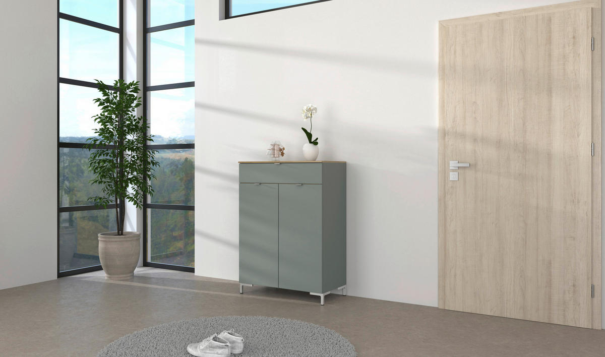 KOMMODE  in 78/101/41 cm  - Schilfgrün/Silberfarben, Design, Holzwerkstoff/Metall (78/101/41cm)