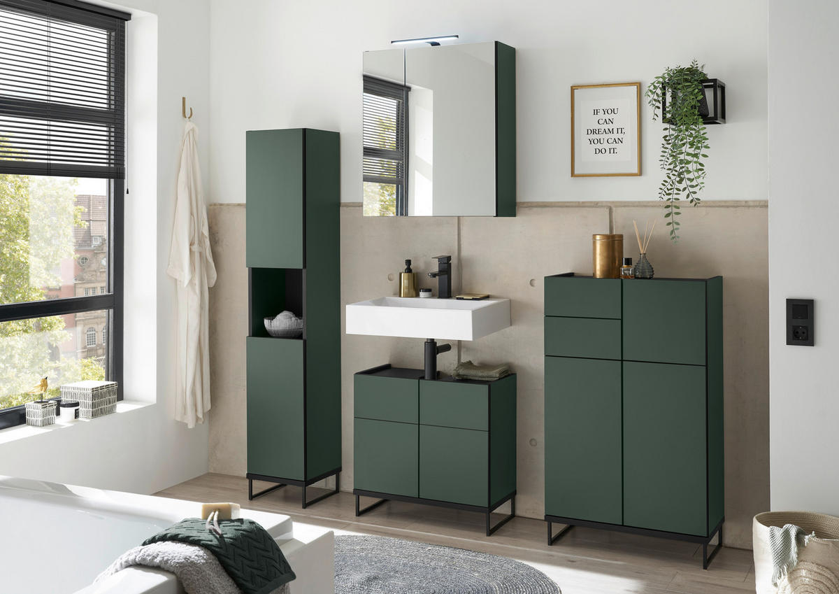 HOCHSCHRANK 30/162/31 cm  - Schwarz/Grün, Basics, Holzwerkstoff/Metall (30/162/31cm) - MID.YOU