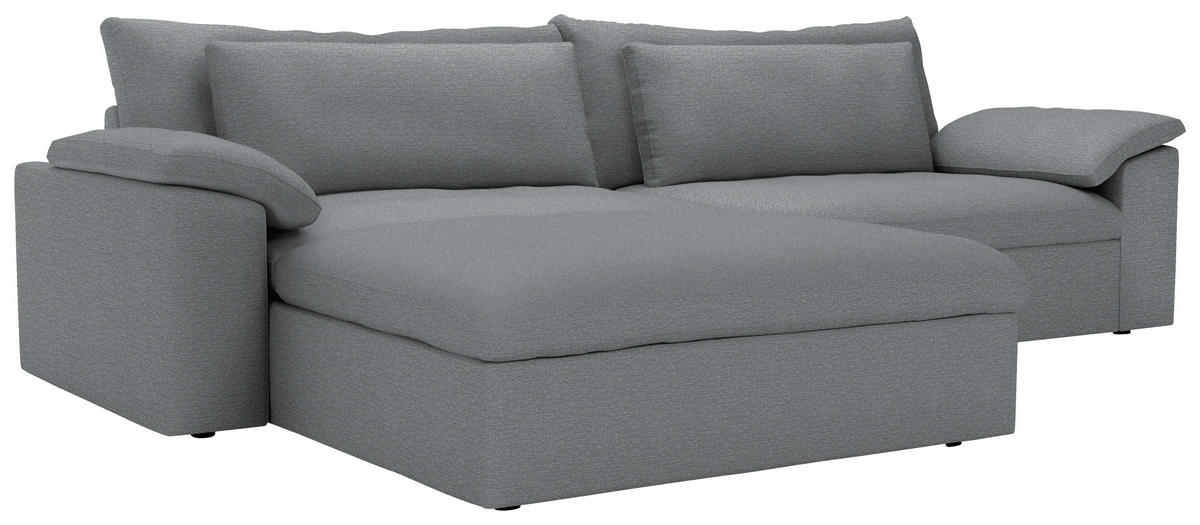 ECKSOFA  Chenille Grau  - Schwarz/Grau, Modern, Kunststoff/Textil (198/306cm) - Carryhome
