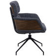 ARMLEHNSTUHL , Wippfunktion, Sitzfläche 360° drehbar, automatische Rückholfunktion , Webstoff  - Dunkelgrau/Walnussfarben, Design, Holz/Textil (62/92/66cm) - Dieter Knoll