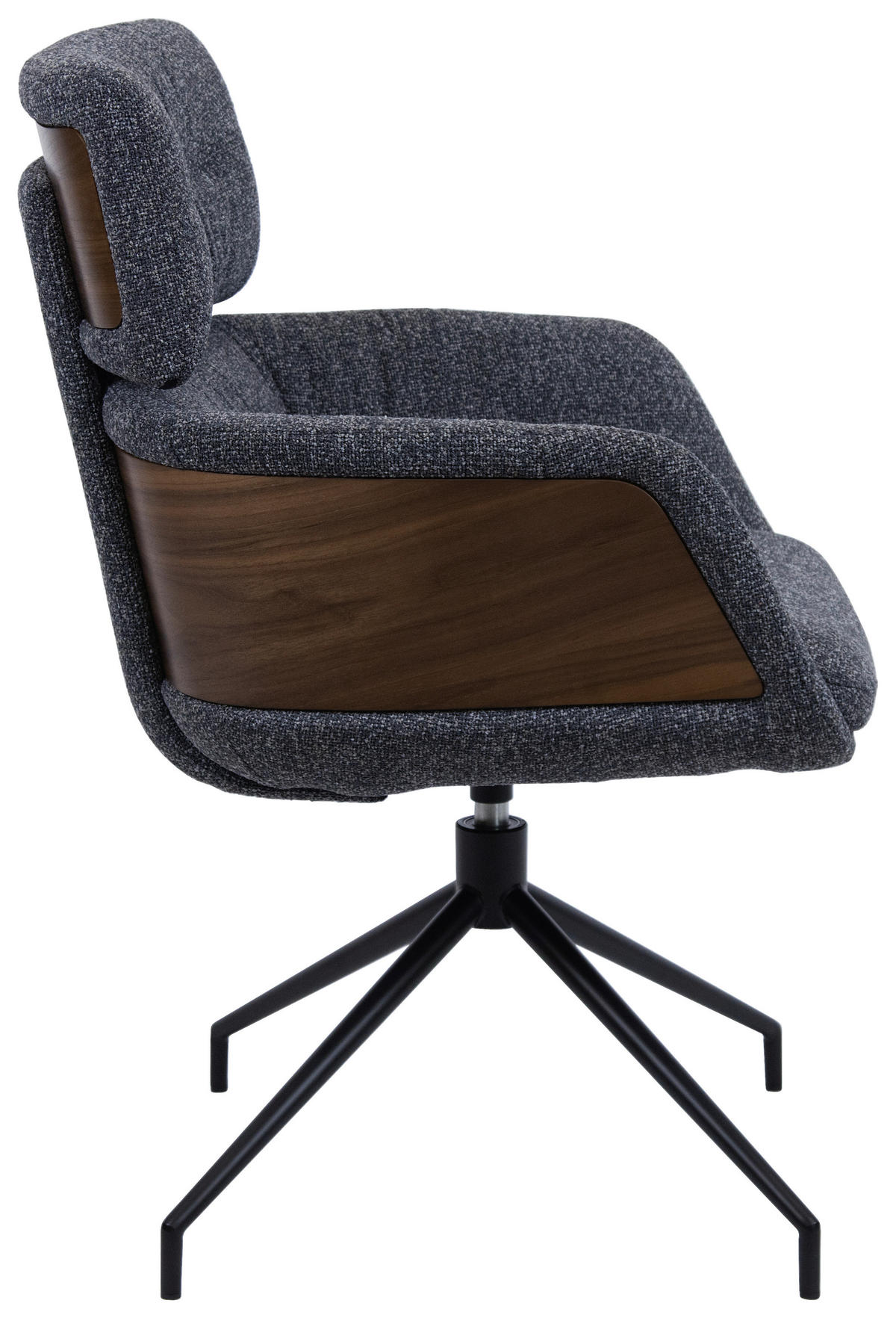 ARMLEHNSTUHL  in Eisen Webstoff  - Dunkelgrau/Walnussfarben, Design, Holz/Textil (62/92/66cm) - Dieter Knoll