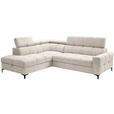 ECKSOFA in Struktur Creme  - Creme/Schwarz, MODERN, Textil/Metall (212/254cm) - Carryhome