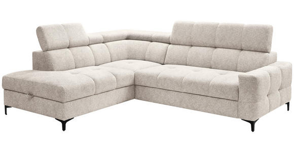 ECKSOFA in Struktur Creme  - Creme/Schwarz, MODERN, Textil/Metall (212/254cm) - Carryhome