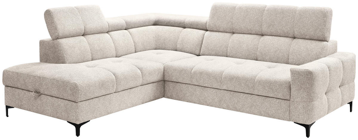 ECKSOFA in Struktur Creme  - Creme/Schwarz, Modern, Textil/Metall (212/254cm) - Carryhome