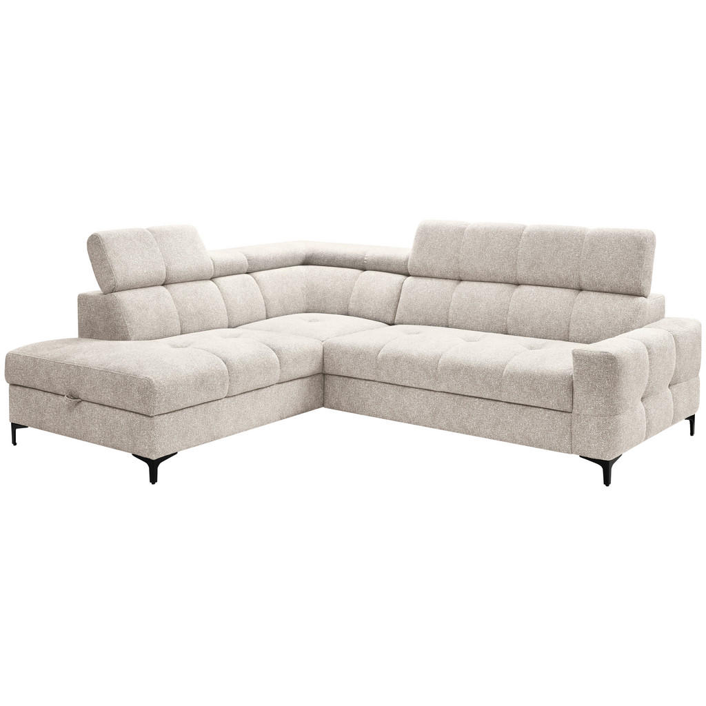 Thumbnail - Carryhome Ecksofa, Creme, Textil, 4-Sitzer, Ottomane links, L-Form, 254x212 cm, Made in EU, Liegefunktion, seitenverkehr...