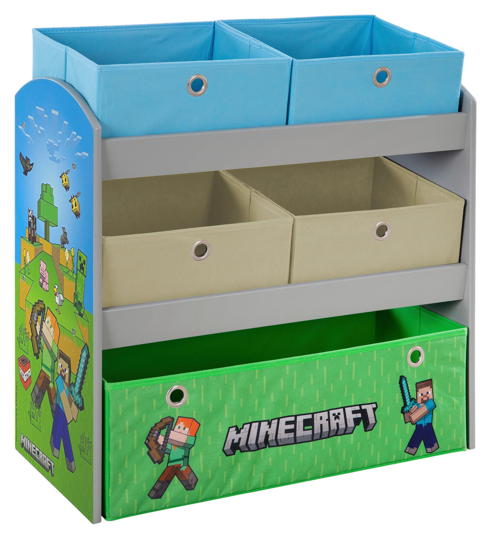 KINDERREGAL MINECRAFT Blau, Grau, Grün, Multicolor  - Blau/Multicolor, MODERN, Holzwerkstoff/Textil (60/63,5/30cm) - Minecraft