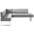 ECKBANK 165/227 cm  in Edelstahlfarben, Hellgrau  - Edelstahlfarben/Hellgrau, Design, Textil/Metall (165/227cm) - Moderano