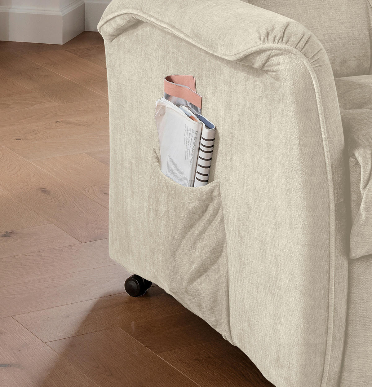 FERNSEHSESSEL in Velours Beige  - Beige/Schwarz, Design, Kunststoff/Textil (77/107/88cm) - Livetastic
