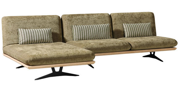 OTTOMANE Hellgrün - Beige/Schwarz, Design, Holz/Textil (114/92/165-218cm) - Dieter Knoll