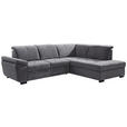ECKSOFA inkl.Funktionen Grau Webstoff Schlaffunktion, Kopfteilverstellung, Sitztiefenverstellung  - Schwarz/Grau, KONVENTIONELL, Holz/Textil (280/202cm) - Xora