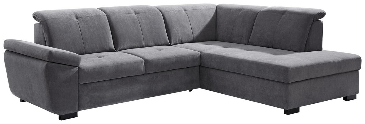 ECKSOFA in Webstoff Grau  280/202 cm  - Schwarz/Grau, KONVENTIONELL, Holz/Textil (280/202cm) - Xora