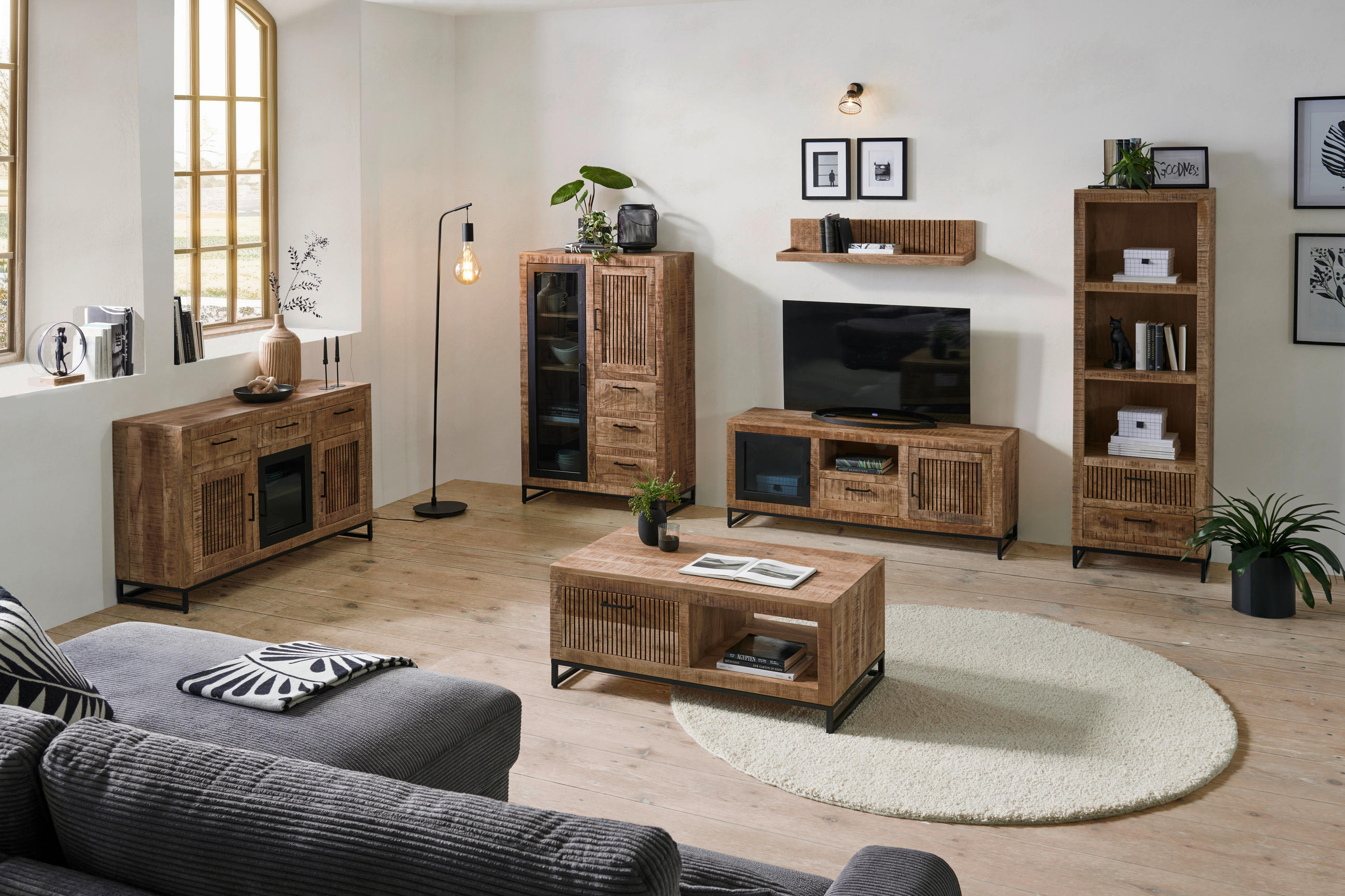 SOFFBORD i trä 110/60/45 cm  - svart/naturfärgad, Design, metall/trä (110/60/45cm) - Carryhome