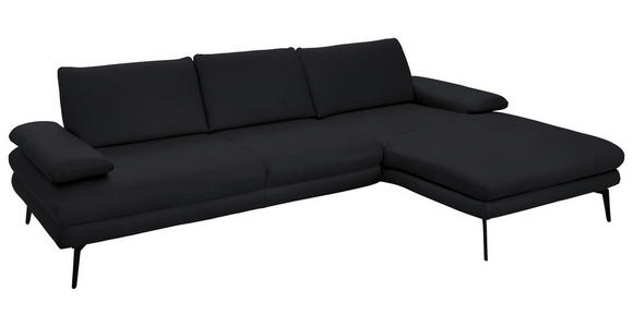 ECKSOFA in Echtleder Anthrazit 310/180 cm - Anthrazit/Schwarz, Design, Leder/Metall (310/180cm) - Dieter Knoll