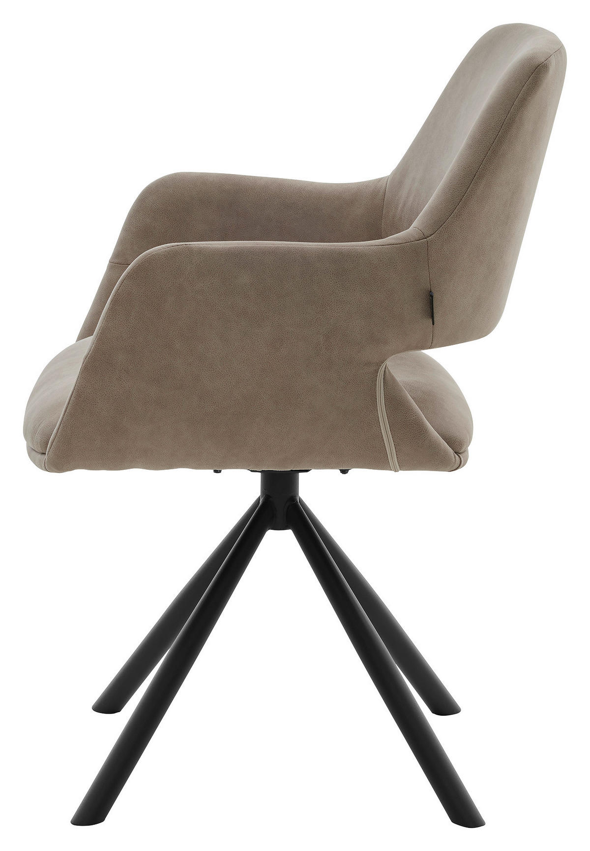 ARMLEHNSTUHL  Stoffauswahl, Sitzfläche 180° drehbar, automatische Rückholfunktion Mikrofaser  - Beige/Schwarz, Design, Textil/Metall (62/83/62cm) - Musterring