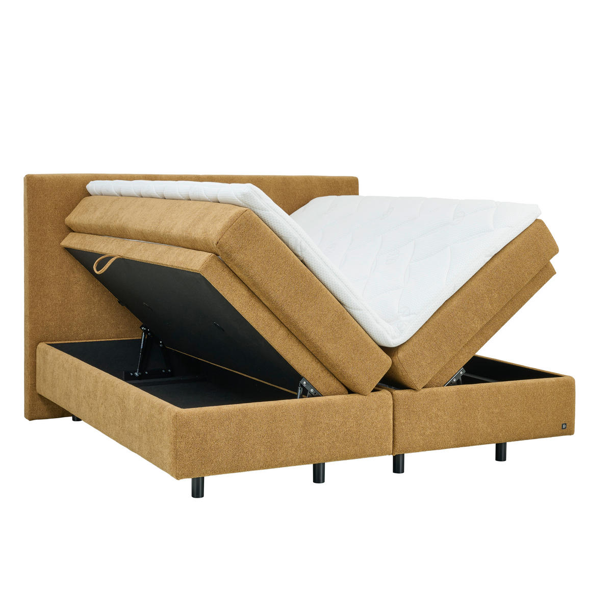BOXSPRINGBETT 180/200 cm  in Bernsteinfarben  - Bernsteinfarben/Schwarz, KONVENTIONELL, Holz/Holzwerkstoff (180/200cm) - Dieter Knoll